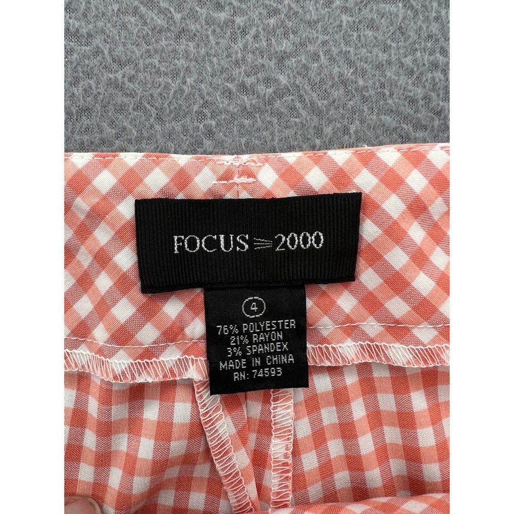 Focus 2000 Womens Top 6 Pants 4 Gingham Pant Suit Orange White Scalloped Trim - Picture 16 of 16